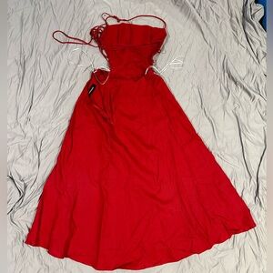 Reformation “Boracay” Linen Dress in Cherry red size 4